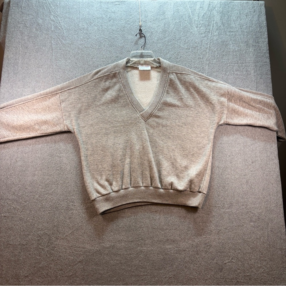 Vintage Track & Court Sweatshirt Mens Large  Gray V Neck